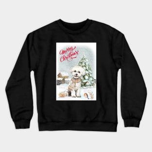 Bichon Frise Merry Christmas Santa Dog Crewneck Sweatshirt